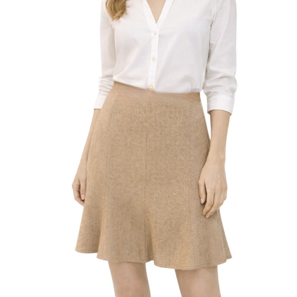 Banana Republic Fluted Skirt Khaki EUC Size 2 Petite